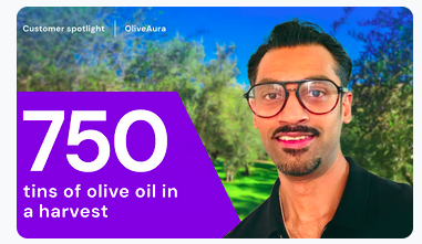 OliveAura founder and 750 tins of olive oil